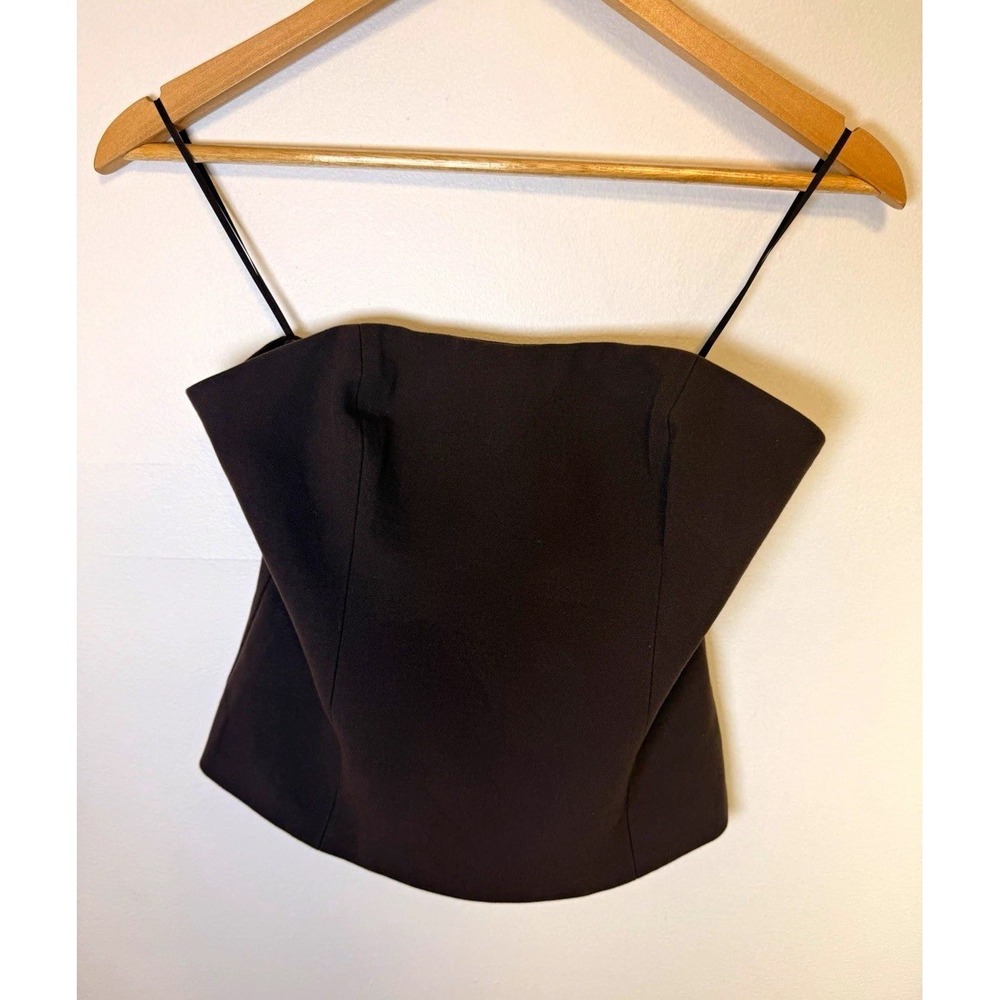 Aritzia Babaton Headline Bustier Top Womens 2 Brown Mocha Corset Peplum Cami